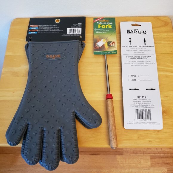 Mr. Bar-B-Q  Silicone BBQ Gloves + Basting Brushes + Telescoping Fork - Picture 5 of 7